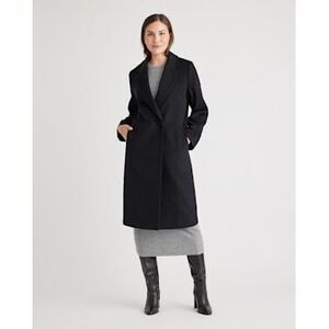 Quince Women Italian Wool Classic Single-Breasted Coat Black Outerwear XS